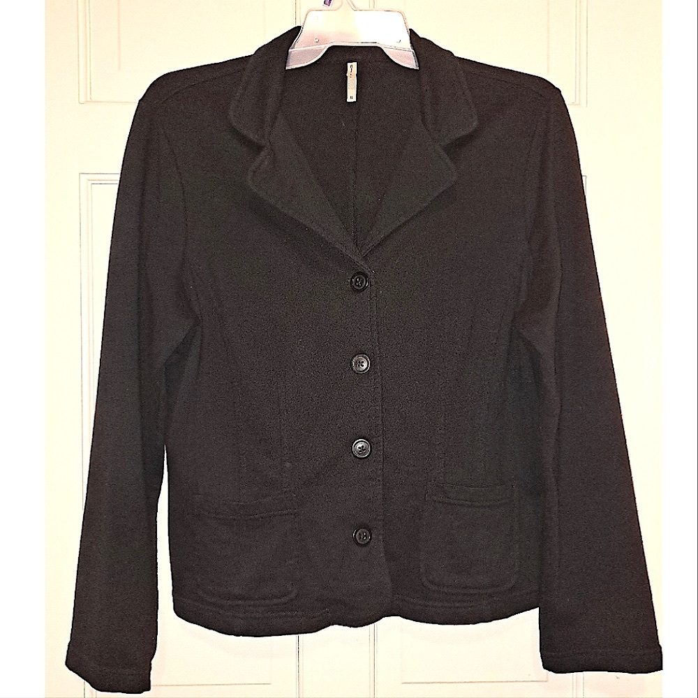 White Stag black blazer jacket collared size Large button up long sleeve